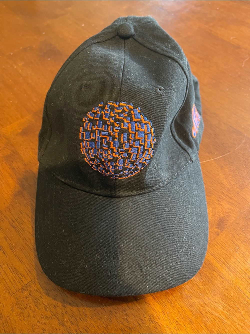 Mets black Baseball Hat with Blue & Orange Embroidered Orb